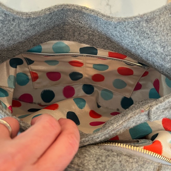 Gray Wool Kate Spade Hobo polka dot interior - Picture 7 of 9